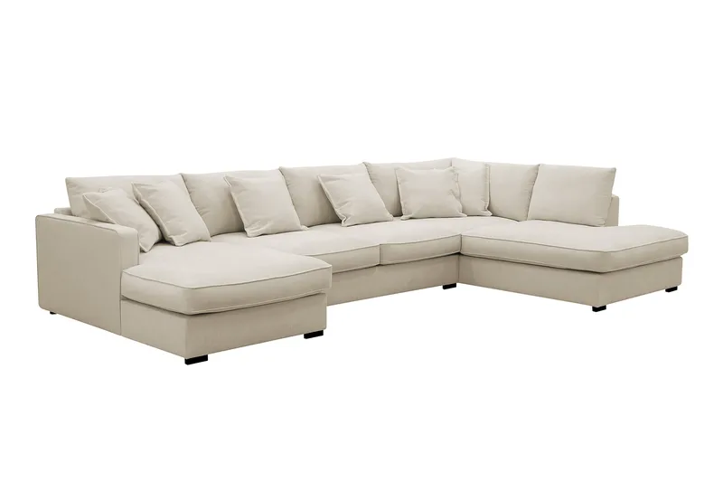Rossita Lyx 5-sits Högervänd U-formad Extra djup Soffa med Divan och Schäslong i Tyg - Beige - Möbler - Soffa - U-soffa