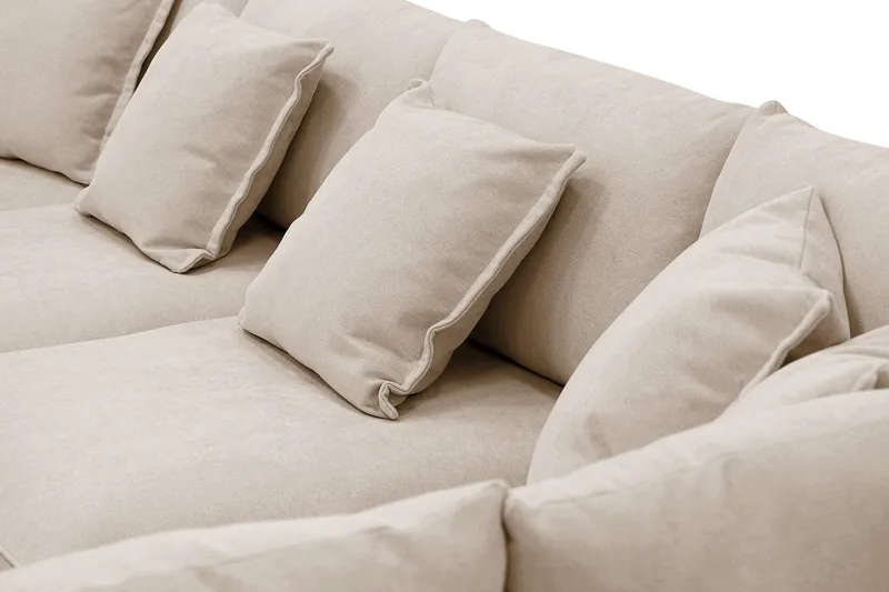 Rossita Lyx 5-sits Högervänd U-formad Extra djup Soffa med Divan och Schäslong i Tyg - Ljusbrun - Möbler - Soffa - U-soffa