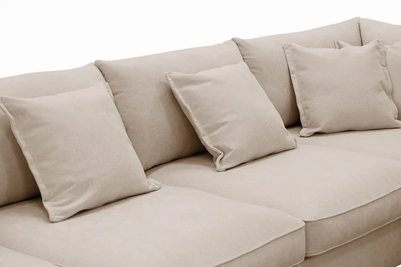 Rossita Lyx 5-sits Högervänd U-formad Extra djup Soffa med Divan och Schäslong i Tyg - Ljusbrun - Möbler - Soffa - U-soffa