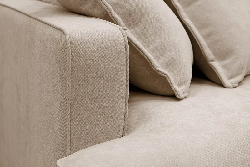 Rossita Lyx 5-sits Högervänd U-formad Extra djup Soffa med Divan och Schäslong i Tyg - Ljusbrun - Möbler - Soffa - U-soffa