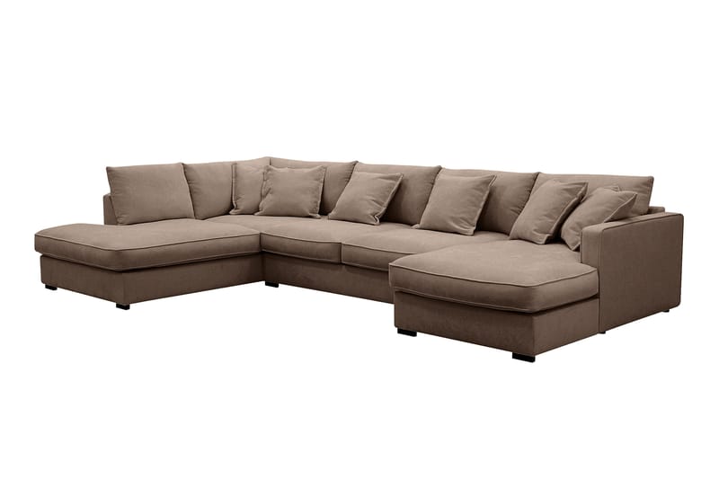 Rossita Lyx 5-sits Högervänd U-formad Extra djup Soffa med Divan och Schäslong i Tyg - Mörkbrun - Möbler - Soffa - U-soffa