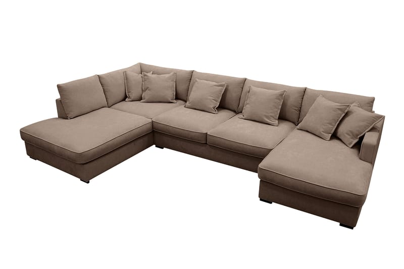 Rossita Lyx 5-sits Högervänd U-formad Extra djup Soffa med Divan och Schäslong i Tyg - Mörkbrun - Möbler - Soffa - U-soffa