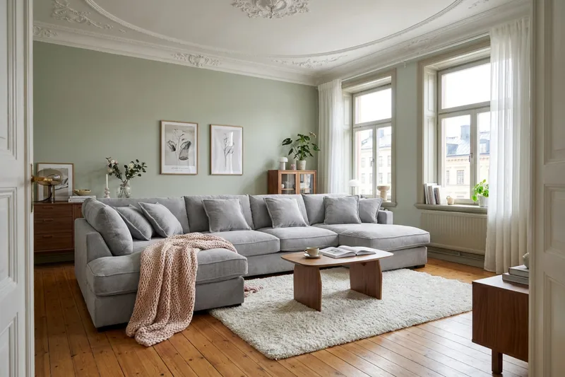 Rossita Lyx 5-sits Vänstervänd U-formad Extra djup Soffa med Divan och Schäslong i Chenille - Grå - Möbler - Soffa - U-soffa