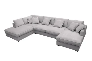 Rossita Lyx 5-sits Vänstervänd U-formad Extra djup Soffa med Divan och Schäslong i Chenille - Grå - Möbler - Soffa - U-soffa