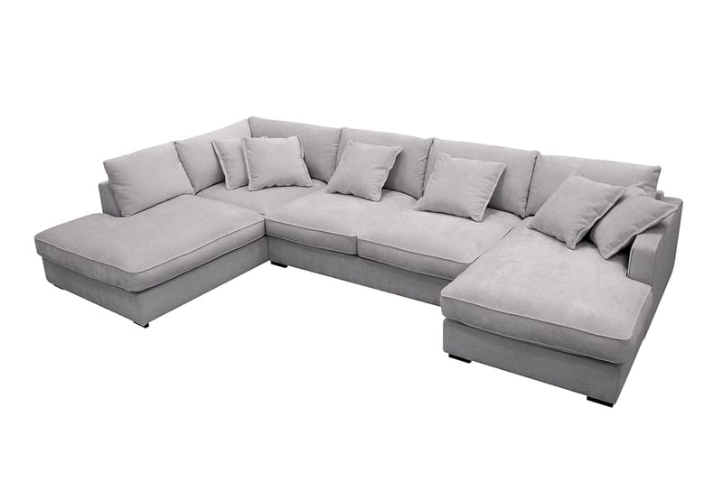 Rossita Lyx 5-sits Vänstervänd U-formad Extra djup Soffa med Divan och Schäslong i Chenille - Grå - Möbler - Soffa - U-soffa