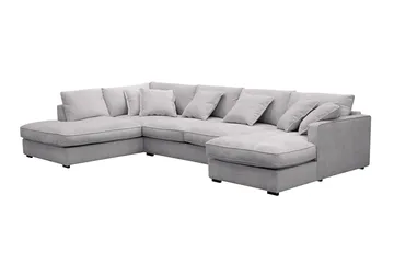 Rossita Lyx 5-sits Vänstervänd U-formad Extra djup Soffa med Divan och Schäslong i Chenille - Grå - Möbler - Soffa - U-soffa