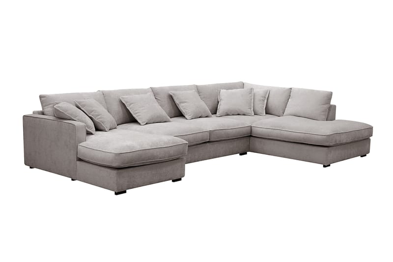 Rossita Lyx 5-sits Vänstervänd U-formad Extra djup Soffa med Divan och Schäslong i Chenille - Grå/Brun - Möbler - Soffa - U-soffa