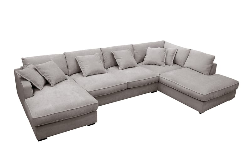 Rossita Lyx 5-sits Vänstervänd U-formad Extra djup Soffa med Divan och Schäslong i Chenille - Grå/Brun - Möbler - Soffa - U-soffa