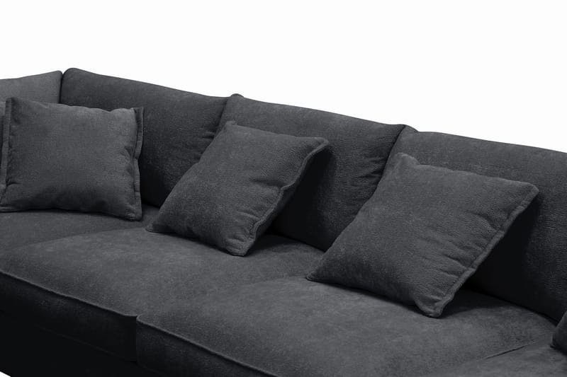 Rossita Lyx 5-sits Vänstervänd U-formad Extra djup Soffa med Divan och Schäslong i Chenille - Svart - Möbler - Soffa - U-soffa