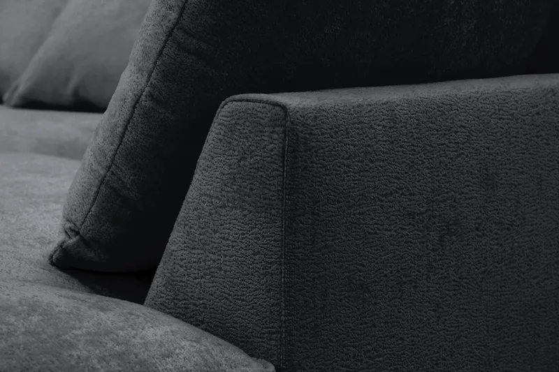 Rossita Lyx 5-sits Vänstervänd U-formad Extra djup Soffa med Divan och Schäslong i Chenille - Svart - Möbler - Soffa - U-soffa