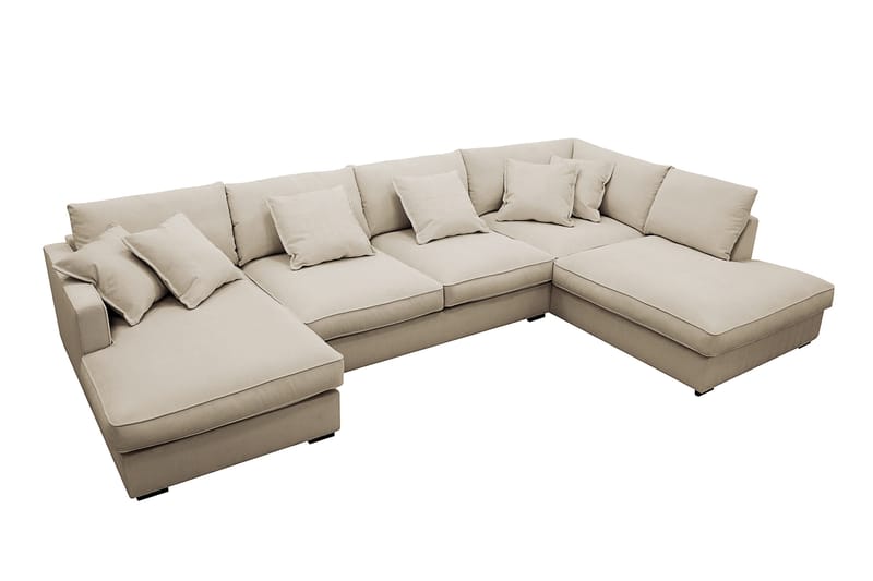 Rossita Lyx 5-sits Vänstervänd U-formad Extra djup Soffa med Divan och Schäslong i Manchester - Kräm - Möbler - Soffa - U-soffa