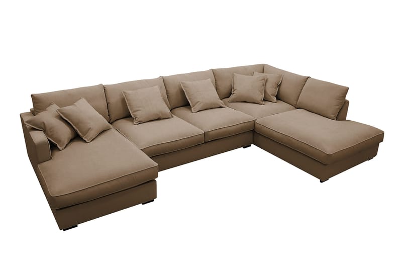 Rossita Lyx 5-sits Vänstervänd U-formad Extra djup Soffa med Divan och Schäslong i Manchester - Ljusbrun - Möbler - Soffa - U-soffa