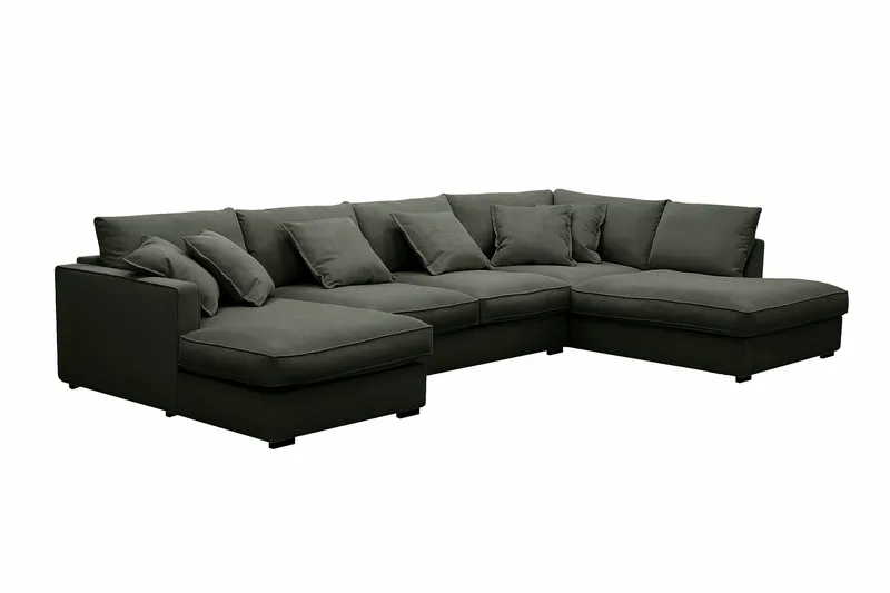 Rossita Lyx 5-sits Vänstervänd U-formad Extra djup Soffa med Divan och Schäslong i Manchester - Mörkgrön - Möbler - Soffa - U-soffa