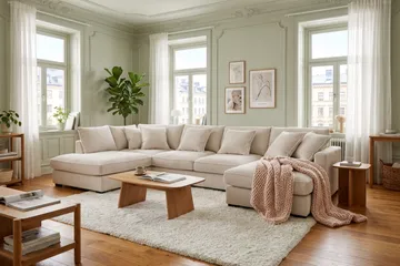 Rossita Lyx 5-sits Vänstervänd U-formad Extra djup Soffa med Divan och Schäslong i Manchester - Offwhite - Möbler - Soffa - U-soffa