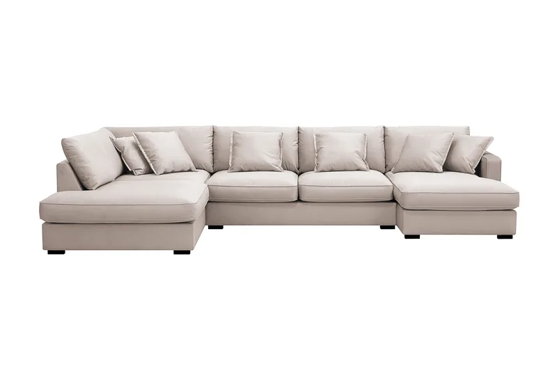 Rossita Lyx 5-sits Vänstervänd U-formad Extra djup Soffa med Divan och Schäslong i Sammet, Beige