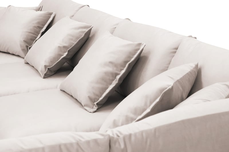 Rossita Lyx 5-sits Vänstervänd U-formad Extra djup Soffa med Divan och Schäslong i Sammet - Beige - Möbler - Soffa - U-soffa