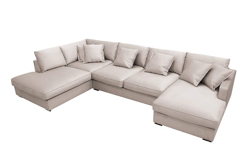 Rossita Lyx 5-sits Vänstervänd U-formad Extra djup Soffa med Divan och Schäslong i Sammet - Beige - Möbler - Soffa - U-soffa