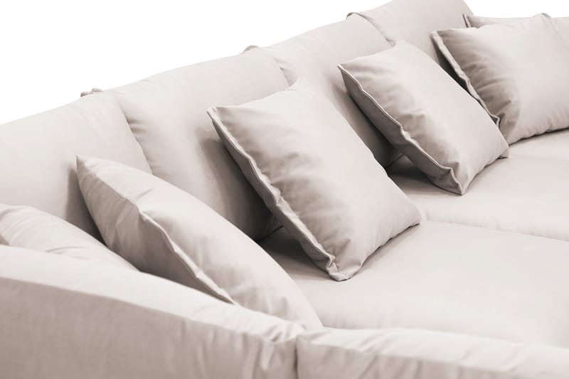 Rossita Lyx 5-sits Vänstervänd U-formad Extra djup Soffa med Divan och Schäslong i Sammet - Beige - Möbler - Soffa - U-soffa
