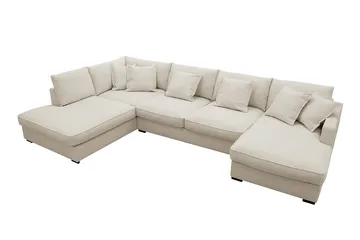 Rossita Lyx 5-sits Vänstervänd U-formad Extra djup Soffa med Divan och Schäslong i Tyg - Beige - Möbler - Soffa - U-soffa
