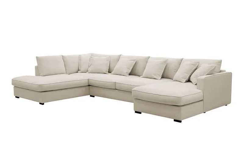 Rossita Lyx 5-sits Vänstervänd U-formad Extra djup Soffa med Divan och Schäslong i Tyg - Beige - Möbler - Soffa - U-soffa