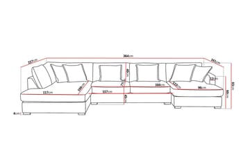 Rossita Lyx 5-sits Vänstervänd U-formad Extra djup Soffa med Divan och Schäslong i Tyg - Beige - Möbler - Soffa - U-soffa