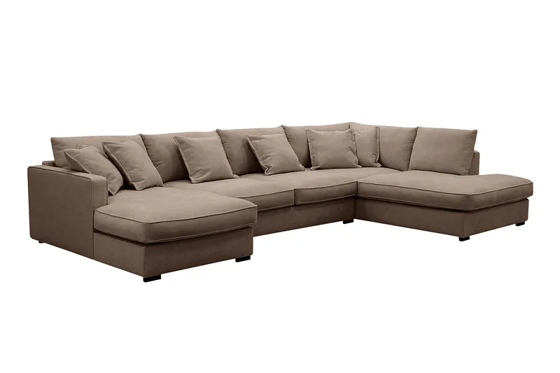 Rossita Lyx 5-sits Vänstervänd U-formad Extra djup Soffa med Divan och Schäslong i Tyg - Mörkbrun - Möbler - Soffa - U-soffa