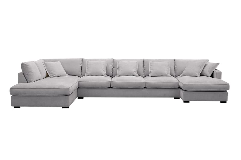 Rossita Lyx 6-sits Högervänd U-formad Extra djup Soffa med Divan och Schäslong i Chenille - Grå - Möbler - Soffa - U-soffa