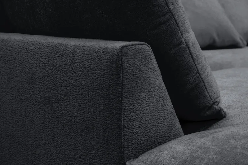 Rossita Lyx 6-sits Högervänd U-formad Extra djup Soffa med Divan och Schäslong i Chenille - Svart - Möbler - Soffa - U-soffa