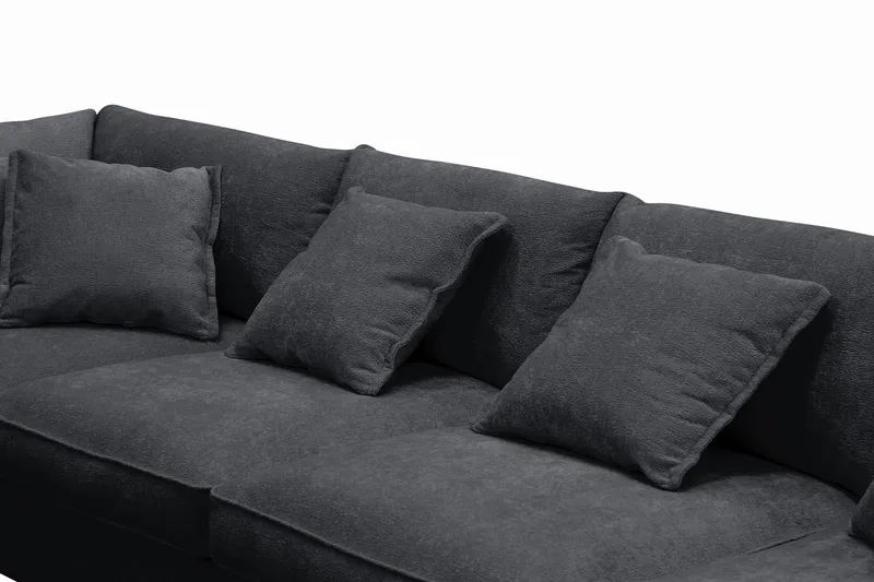 Rossita Lyx 6-sits Högervänd U-formad Extra djup Soffa med Divan och Schäslong i Chenille - Svart - Möbler - Soffa - U-soffa