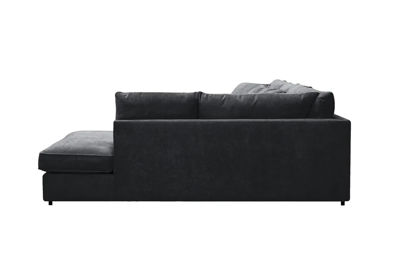 Rossita Lyx 6-sits Högervänd U-formad Extra djup Soffa med Divan och Schäslong i Chenille - Trenza 01, Svart Chenille - Möbler - Soffa - U-soffa
