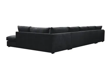 Rossita Lyx 6-sits Högervänd U-formad Extra djup Soffa med Divan och Schäslong i Chenille - Trenza 01, Svart Chenille - Möbler - Soffa - U-soffa