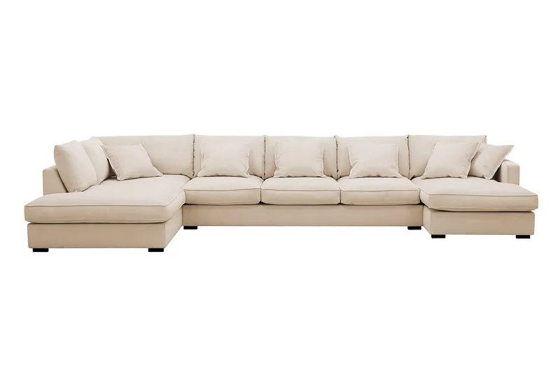 Rossita Lyx 6-sits Högervänd U-formad Extra djup Soffa med Divan och Schäslong i Manchester - Beige - Möbler - Soffa - U-soffa