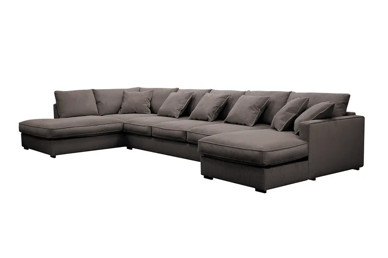 Rossita Lyx 6-sits Högervänd U-formad Extra djup Soffa med Divan och Schäslong i Manchester - Brun - Möbler - Soffa - U-soffa