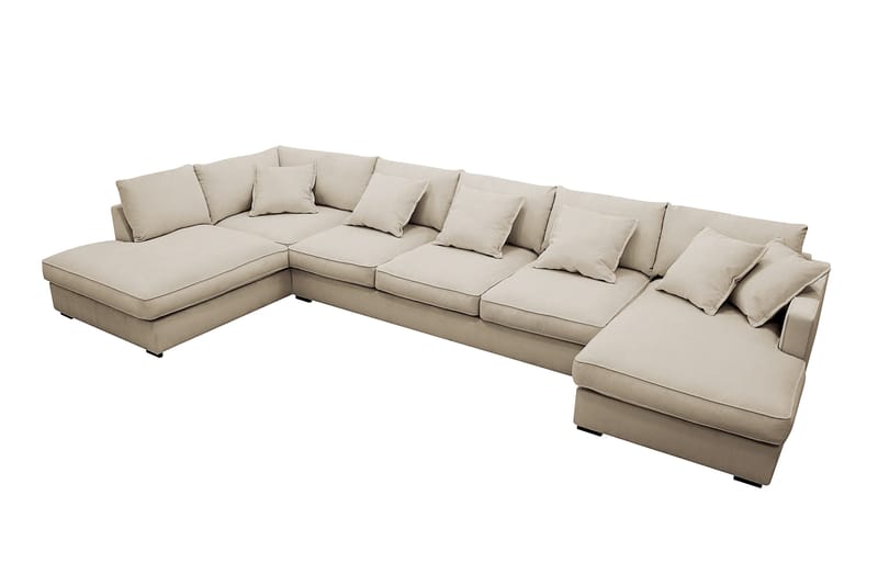 Rossita Lyx 6-sits Högervänd U-formad Extra djup Soffa med Divan och Schäslong i Manchester - Kräm - Möbler - Soffa - U-soffa