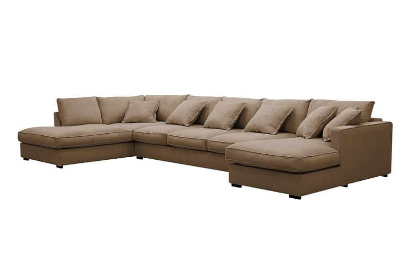 Rossita Lyx 6-sits Högervänd U-formad Extra djup Soffa med Divan och Schäslong i Manchester - Ljusbrun - Möbler - Soffa - U-soffa