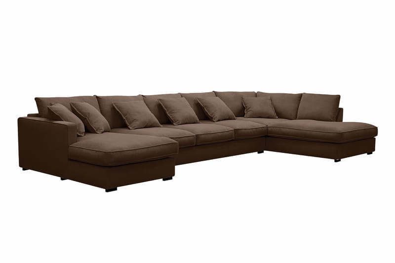 Rossita Lyx 6-sits Högervänd U-formad Extra djup Soffa med Divan och Schäslong i Manchester - Mörkbrun - Möbler - Soffa - U-soffa