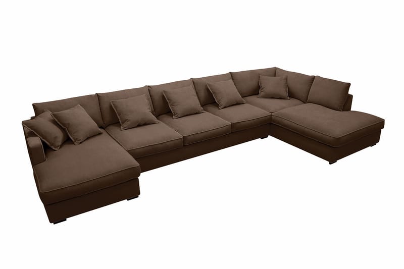 Rossita Lyx 6-sits Högervänd U-formad Extra djup Soffa med Divan och Schäslong i Manchester - Mörkbrun - Möbler - Soffa - U-soffa