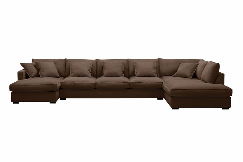 Rossita Lyx 6-sits Högervänd U-formad Extra djup Soffa med Divan och Schäslong i Manchester, Mörkbrun