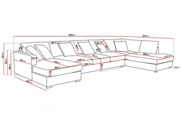 Rossita Lyx 6-sits Högervänd U-formad Extra djup Soffa med Divan och Schäslong i Manchester - Mörkgrön - Möbler - Soffa - U-soffa