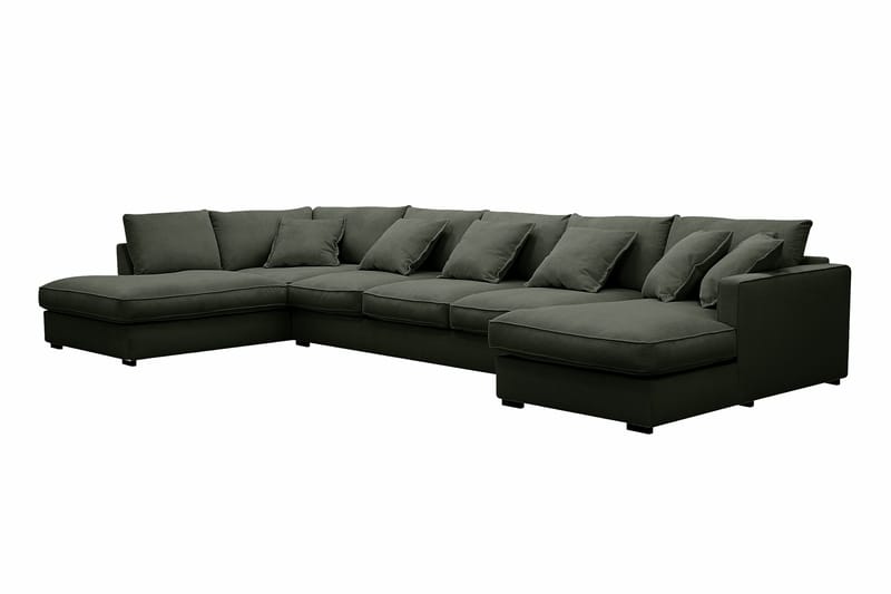 Rossita Lyx 6-sits Högervänd U-formad Extra djup Soffa med Divan och Schäslong i Manchester - Mörkgrön - Möbler - Soffa - U-soffa