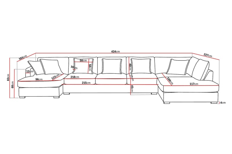 Rossita Lyx 6-sits Högervänd U-formad Extra djup Soffa med Divan och Schäslong i Manchester - Mörkgrön - Möbler - Soffa - U-soffa