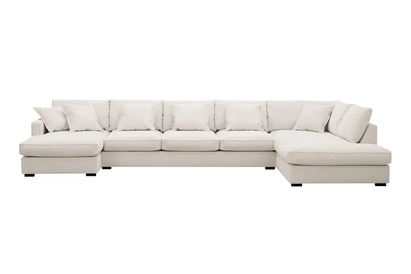 Rossita Lyx 6-sits Högervänd U-formad Extra djup Soffa med Divan och Schäslong i Manchester, Offwhite
