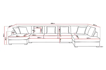 Rossita Lyx 6-sits Högervänd U-formad Extra djup Soffa med Divan och Schäslong i Manchester - Offwhite - Möbler - Soffa - U-soffa