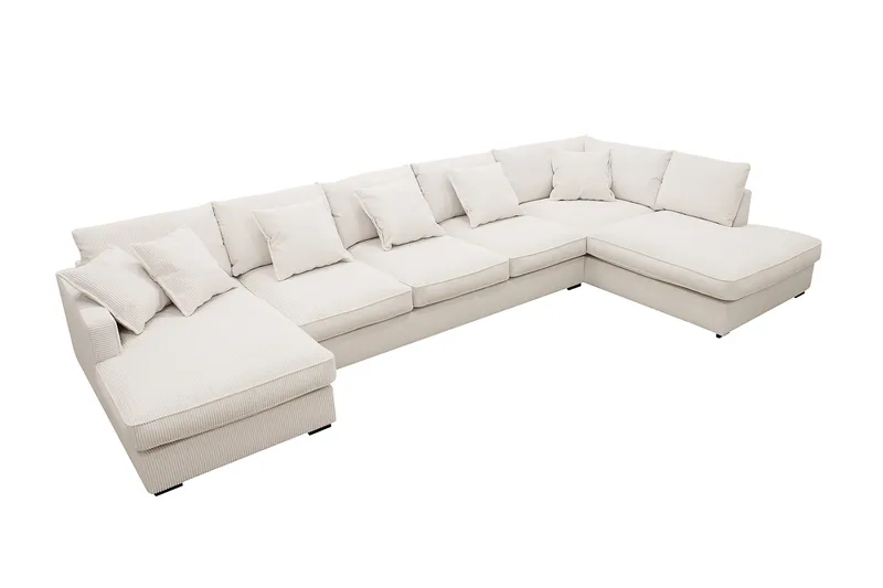 Rossita Lyx 6-sits Högervänd U-formad Extra djup Soffa med Divan och Schäslong i Manchester - Offwhite - Möbler - Soffa - U-soffa