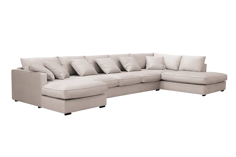 Rossita Lyx 6-sits Högervänd U-formad Extra djup Soffa med Divan och Schäslong i Sammet - Beige - Möbler - Soffa - U-soffa