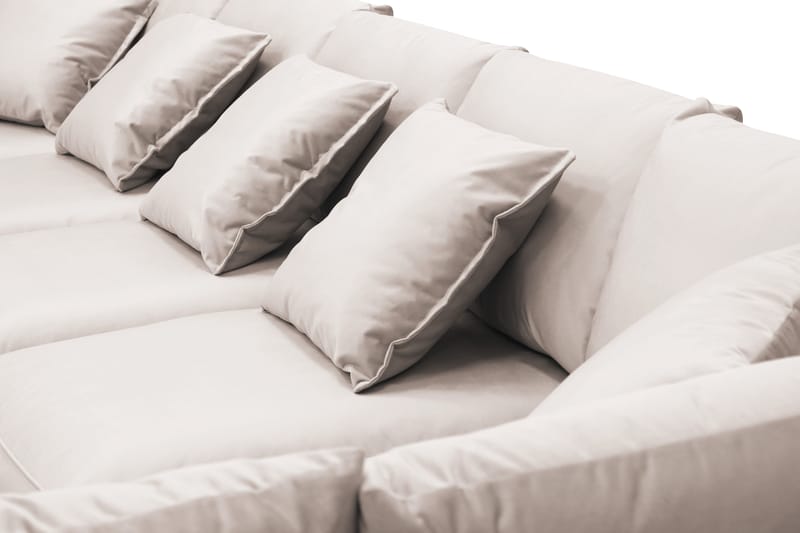Rossita Lyx 6-sits Högervänd U-formad Extra djup Soffa med Divan och Schäslong i Sammet - Beige - Möbler - Soffa - U-soffa