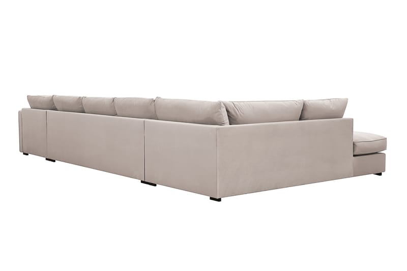 Rossita Lyx 6-sits Högervänd U-formad Extra djup Soffa med Divan och Schäslong i Sammet - Beige - Möbler - Soffa - U-soffa