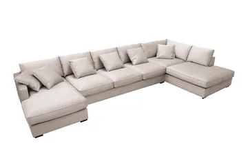 Rossita Lyx 6-sits Högervänd U-formad Extra djup Soffa med Divan och Schäslong i Sammet - Beige - Möbler - Soffa - U-soffa