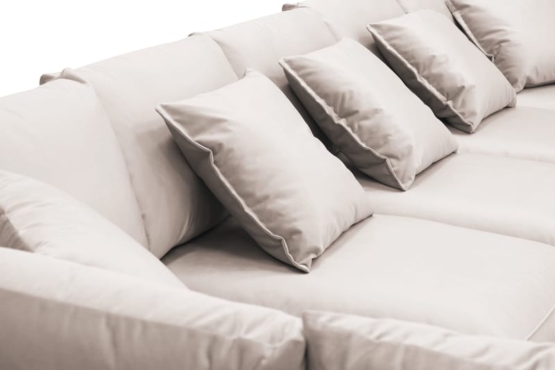 Rossita Lyx 6-sits Högervänd U-formad Extra djup Soffa med Divan och Schäslong i Sammet - Beige - Möbler - Soffa - U-soffa