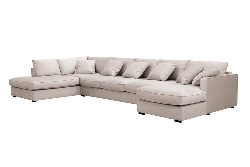 Rossita Lyx 6-sits Högervänd U-formad Extra djup Soffa med Divan och Schäslong i Sammet - Beige - Möbler - Soffa - U-soffa